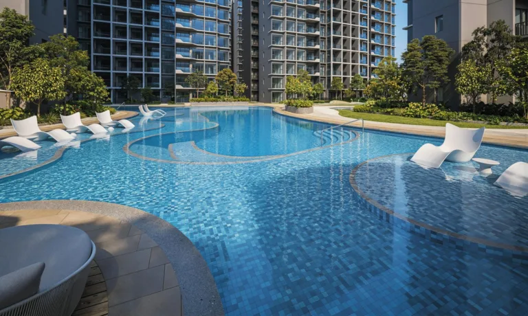 tengah garden residences aqua terrace with sunbeds